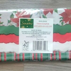 Holiday Tissue Paper - Red, Green, White- 80 Sheets Total